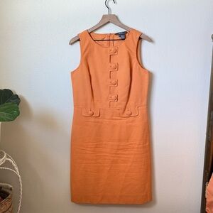 Per Se Orange Textured Sleeveless Sheath Dress